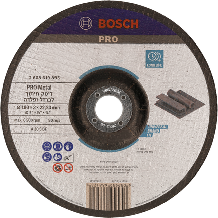Disco de corte de metal Bosch PRO de 180 x 3 x 22,23 mm.